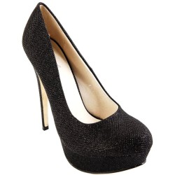 Escarpin femme simili cuir à talon aiguielle avec paillette noir BEVERLY