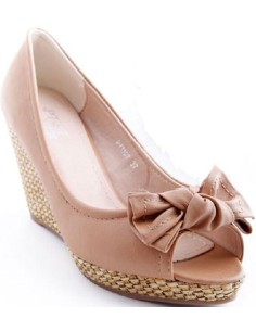 Escarpins compensés bout ouvert miel SIDNEY