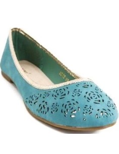 Ballerine femme simili cuir perforée vert ELODIE  2