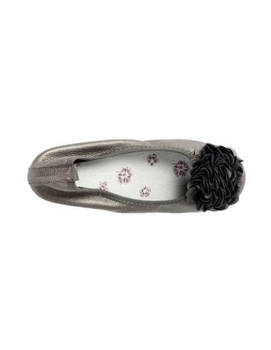 Ballerine gris métal pour femme qualité supérieure à fleurs MONCEAU Ballerine gris métal pour femme qualité supérieure à fleurs MONCEAU