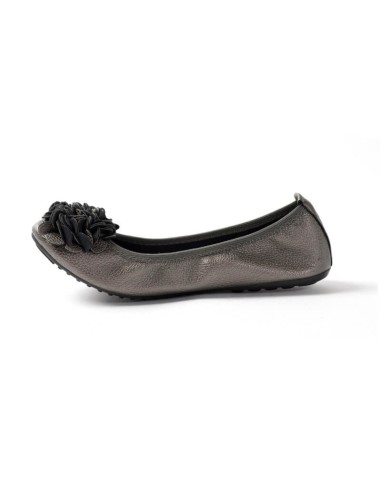 Ballerine gris métal pour femme qualité supérieure à fleurs MONCEAU Ballerine gris métal pour femme qualité supérieure à fleurs MONCEAU