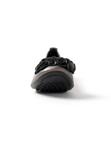 Ballerine gris métal pour femme qualité supérieure à fleurs MONCEAU Ballerine gris métal pour femme qualité supérieure à fleurs MONCEAU