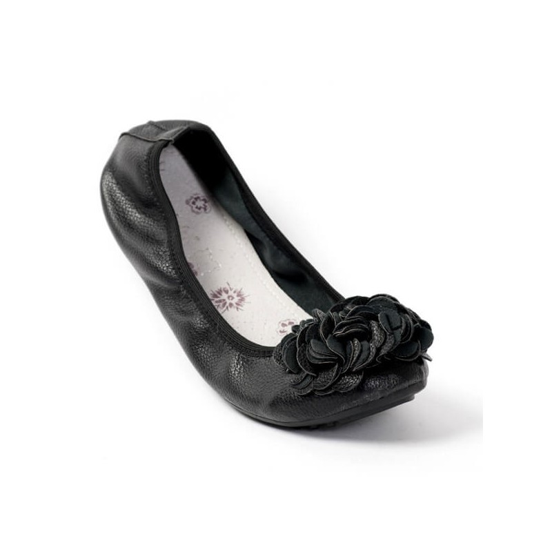 ballerines noir pour femme granulée souple à fleur tendance  ballerines noir pour femme granulée souple à fleur tendance