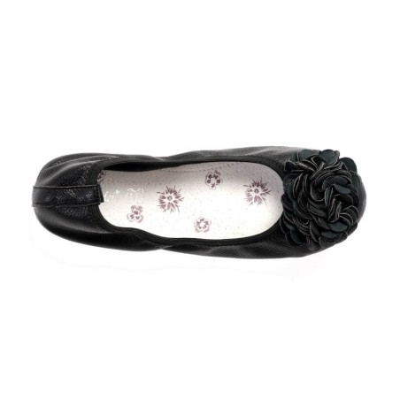 ballerines noir pour femme granulée souple à fleur tendance 