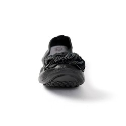 ballerines noir pour femme granulée souple à fleur tendance  2