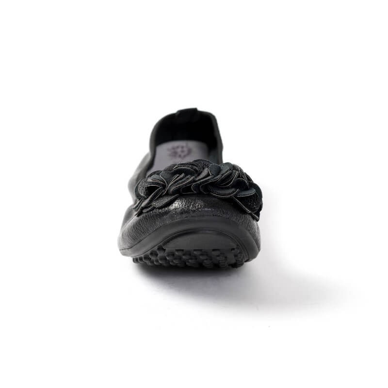 ballerines noir pour femme granulée souple à fleur tendance  ballerines noir pour femme granulée souple à fleur tendance