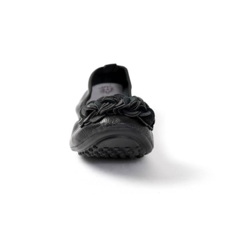 ballerines noir pour femme granulée souple à fleur tendance 