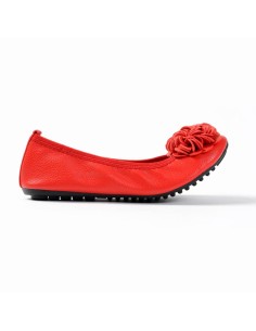 Ballerines rouge femme simili cuir à fleur MONCEAU 2