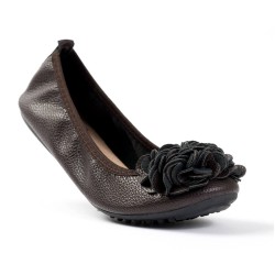 Ballerine marron pour femme d'une qualité supérieure à fleur MONCEAU