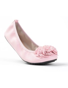 Ballerine femme souple granulé confortable rose à fleur modèle MONCEAU
