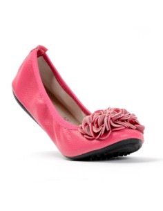 Ballerines fuchsia confortables pour femme simili cuir à fleur MONCEAU