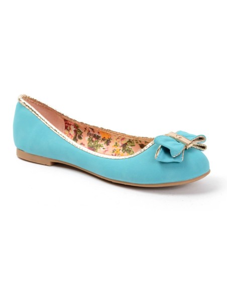 Ballerine plate simili cuir confortable bleu turquois ENOLA 