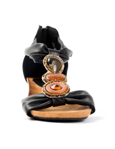 Sandale confort simili cuir noir talon compensé et bijoux BOLLYWOOD Sandale confort simili cuir noir talon compensé et bijoux BOLLYWOOD