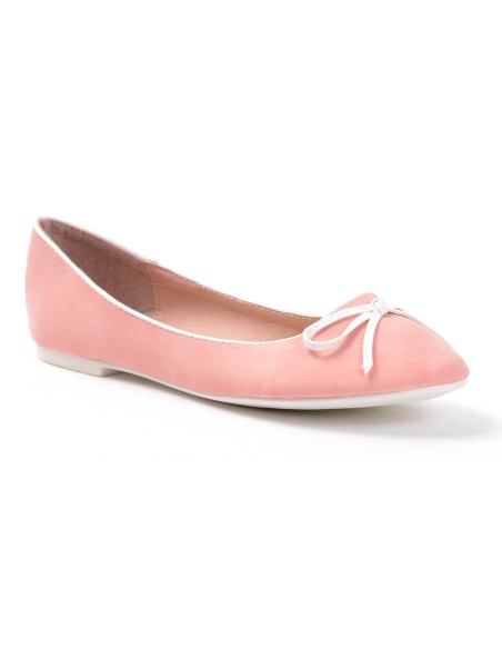 Ballerine femme simili cuir confortable à noeud rose CLAIRE