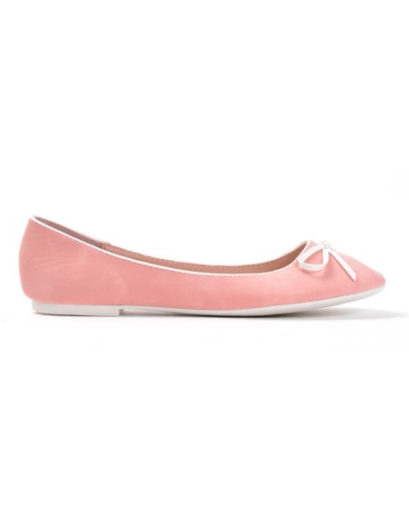 Ballerine femme simili cuir confortable à noeud rose CLAIRE