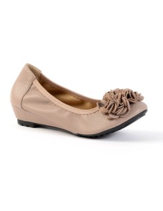 Ballerine femme simili cuir compensée taupe clair à fleur BELLEVILLE