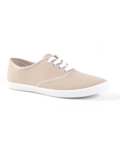 basket confortable femme plate bout rond beige tendance à lacets HILDA