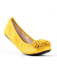 La ballerine jaune pour femme simili cuir plate à fleur MONCEAU