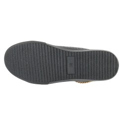 Baskets femme  cuir avec lacets noire et leseret doré TENDANCE 2