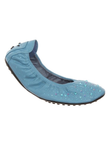 Ballerine souple simili cuir à perle bleu clair Léonie