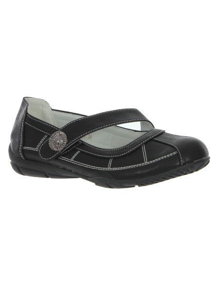 Ballerine simili cuir avec scratch noir LUZIA