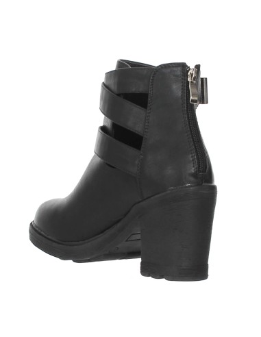 Bottines femme simili cuir à talon et brides à boucles noir Chelsea  Bottines femme simili cuir à talon et brides à boucles noir Chelsea