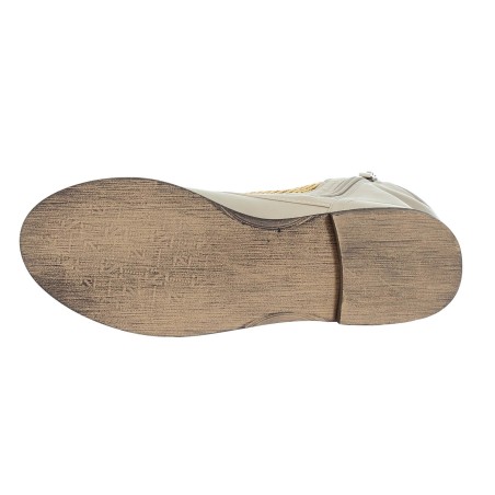 Bottine femme simili cuir beige zippée à mailles dorées  Alis