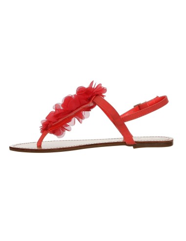 Sandale femme simili cuir plate à fleur corail MALAGA Sandale femme simili cuir plate à fleur corail MALAGA