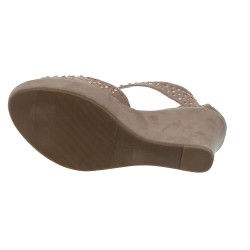 Sandales compensées à strass kaki Barletta 2