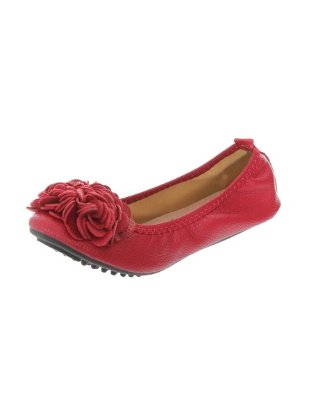 Ballerine bordeaux pour femme simili cuir confortable à fleur MONCEAU