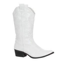 bottes hiver femme cuir de qualité brodé bout pointu blanc WESTERN