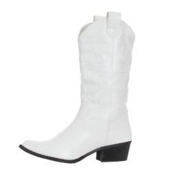 bottes hiver femme cuir de qualité brodé bout pointu blanc WESTERN 2