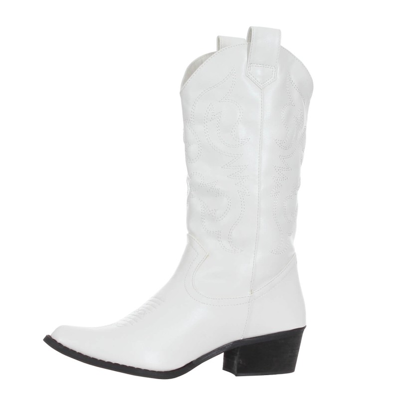 bottes hiver femme cuir de qualité brodé bout pointu blanc WESTERN bottes hiver femme cuir de qualité brodé bout pointu blanc WESTERN