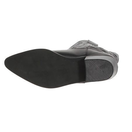 Botte  femme brodé simili cuir de qualité bout pointu noir WESTERN