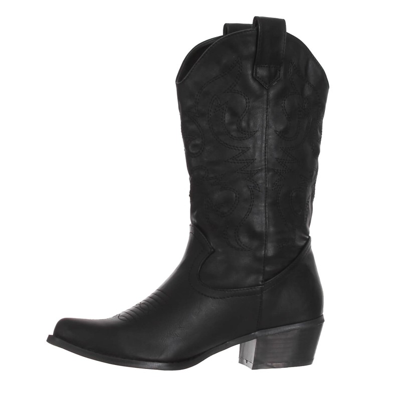 Botte  femme brodé simili cuir de qualité bout pointu noir WESTERN Botte  femme brodé simili cuir de qualité bout pointu noir WESTERN