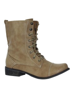 bottine femme à lacets montants en simili cuir beige FLORA