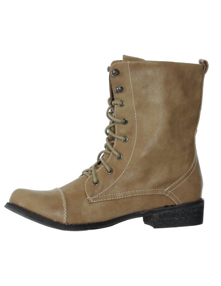bottine femme à lacets montants en simili cuir beige FLORA 