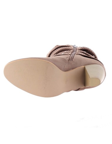 Bottine femme aspect daim et chaussette plissée kaki Nova Bottine femme aspect daim et chaussette plissée kaki Nova