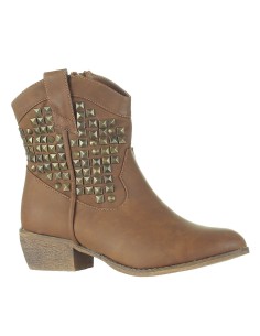 Bottine femme simili cuir camel avec clous dorés Nita