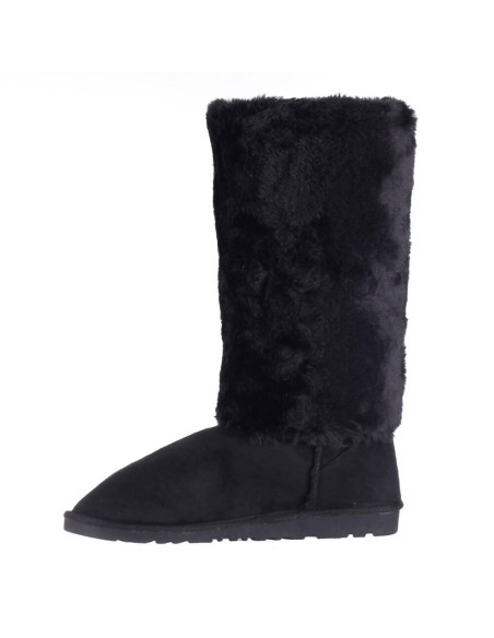 Botte femme imperméable aspect daim fourrée noir ZITA 