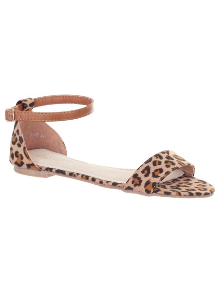 Sandales femme aspect daim léopard Solène