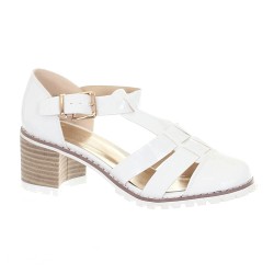 Escarpin femme simili cuir blanc verni MELINA