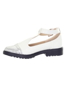 Escarpin blanc bout argenté semelle compensée avec boucle LAURIANE 2