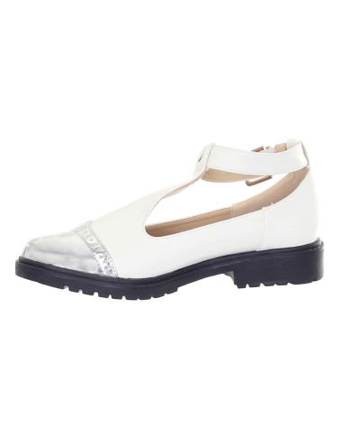 Escarpin blanc bout argenté semelle compensée avec boucle LAURIANE Escarpin blanc bout argenté semelle compensée avec boucle LAURIANE
