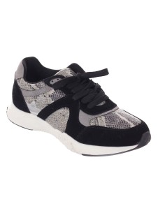 basket femme aspect serpent cuir et texture noire à lacets MELINDA