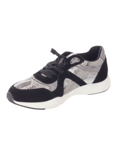 basket femme aspect serpent cuir et texture noire à lacets MELINDA 2