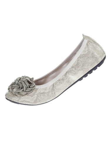 Ballerine souple simili cuir motif serpent beige à fleur MONCEAU Ballerine souple simili cuir motif serpent beige à fleur MONCEAU