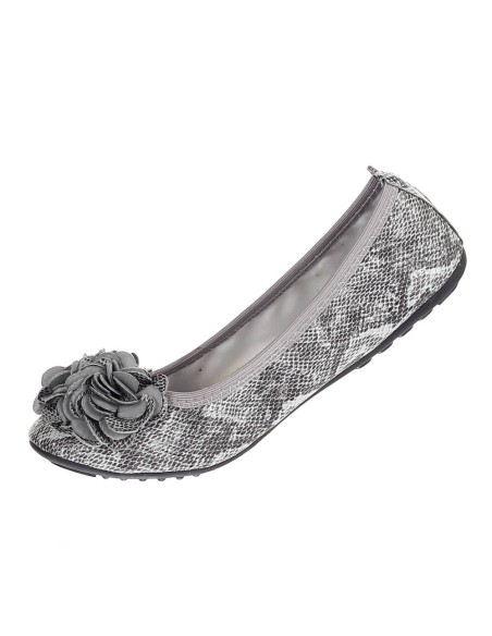 Ballerine grise effet serpent pour femme confortable à fleur MONCEAU