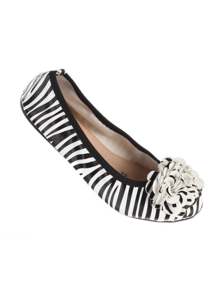Ballerine zèbre pour femme simili cuir motif safar à fleurs MONCEAU