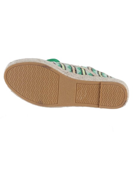 Basket femme compensées semelle corde à lacets vert SOPHIA